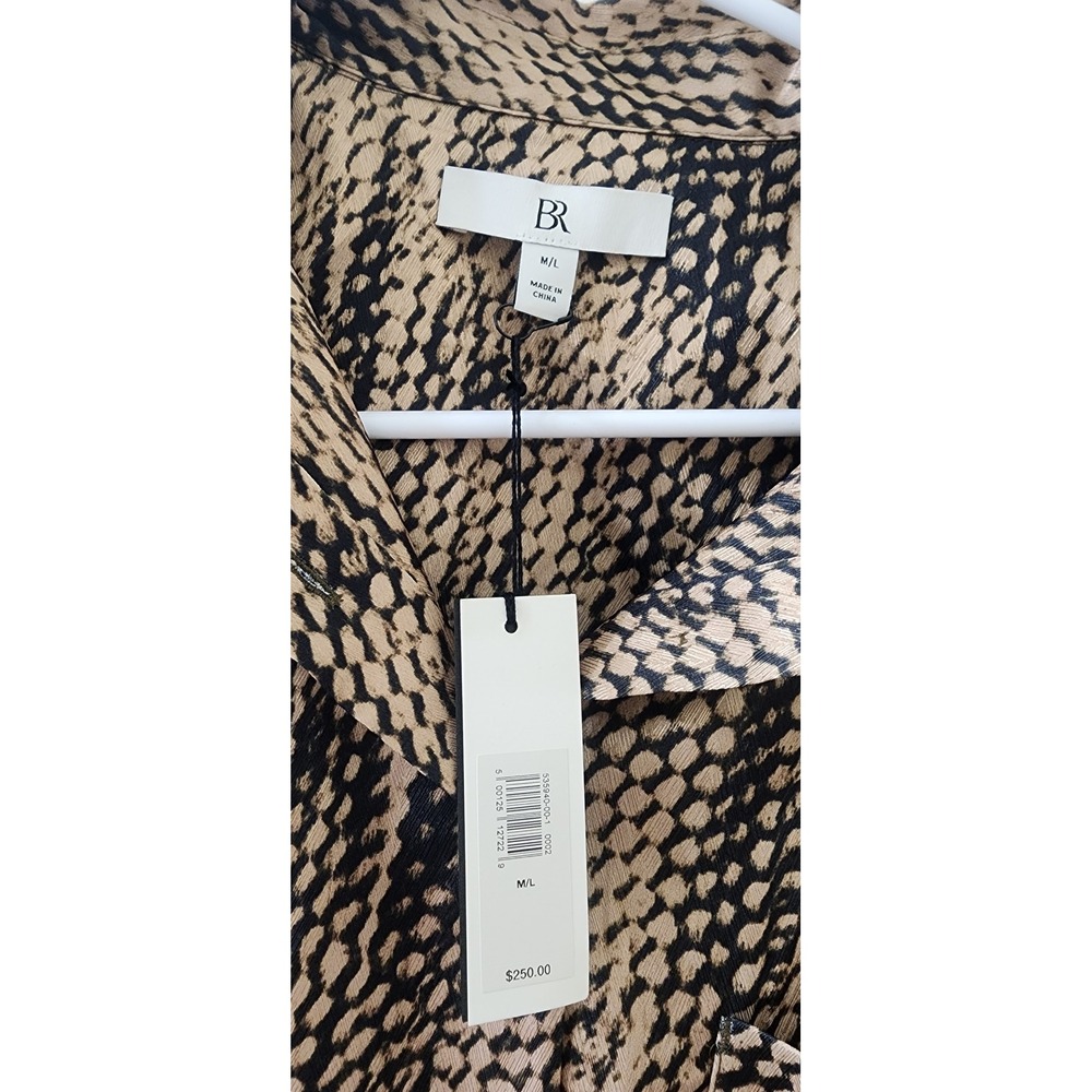 Banana Republic Snakeskin Maxi Shirt Dress Neutral Animal Print Belted M/L NEW - Picture 5 of 8